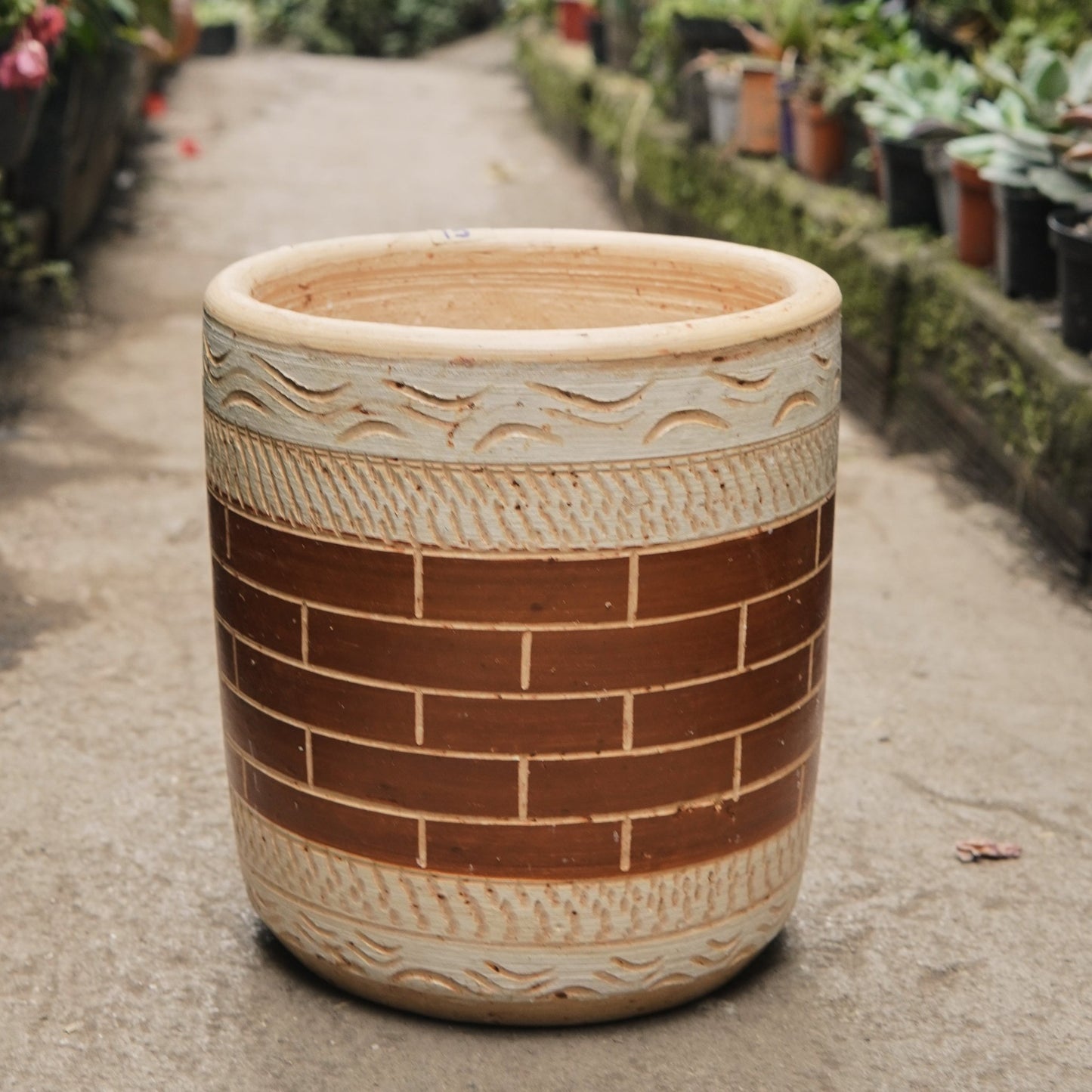 Matero Cilindro Con Diseño Ladrillo - Vivero Florecer