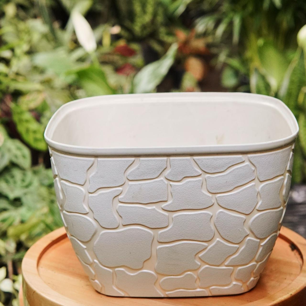 Matero cubo tipo piedra plástico - Vivero Florecer